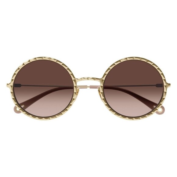New CHLOE Gold Round CH0230S 002 Sunglasses Women - Picture 2 of 5